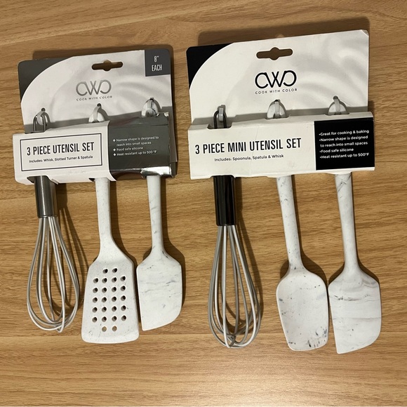 CWC Marble Silicone Kitchen Utensils 13pc Set Matching Neutral Modern Clean - Picture 4 of 4